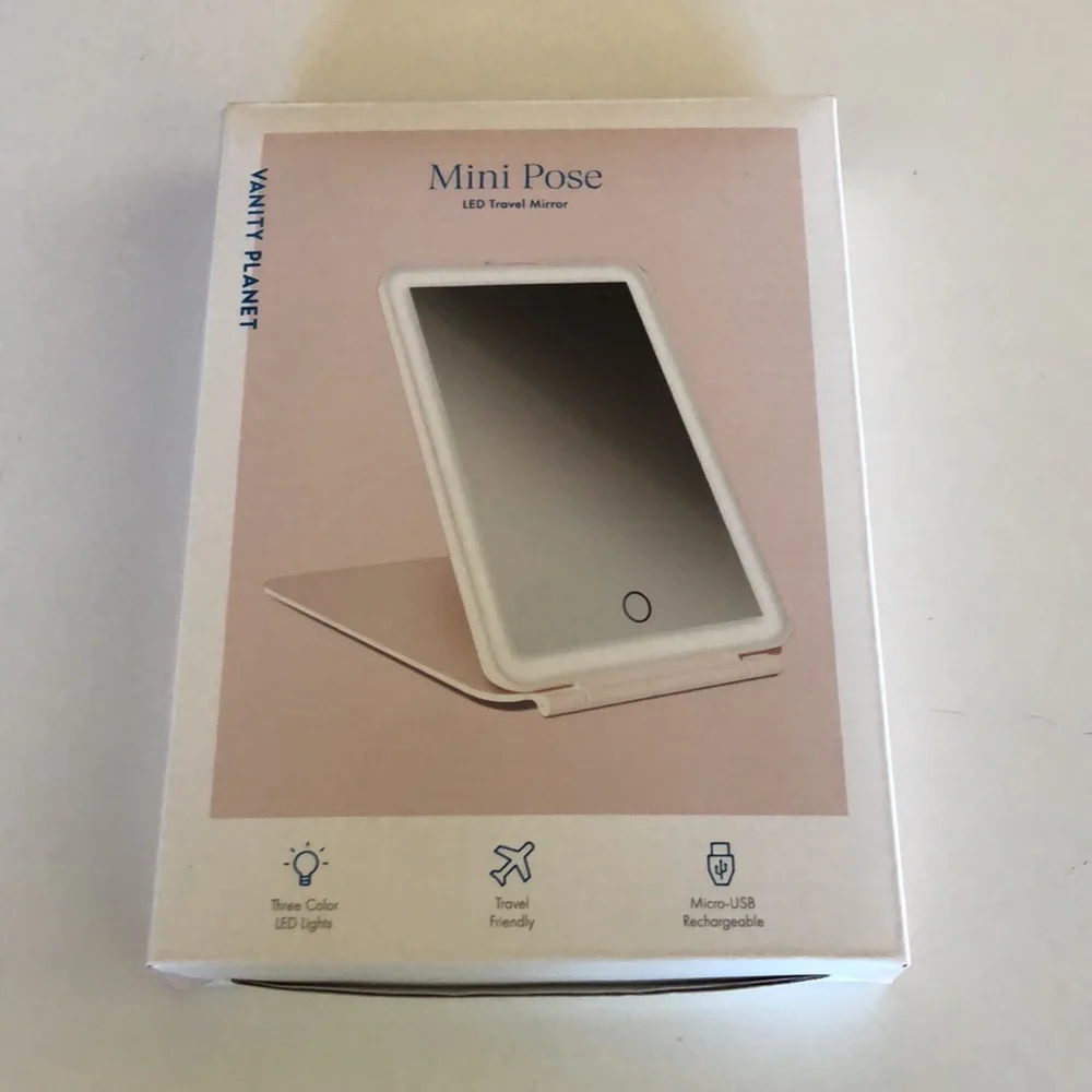 Mini Pose LED Tri-Light Travel Mirror